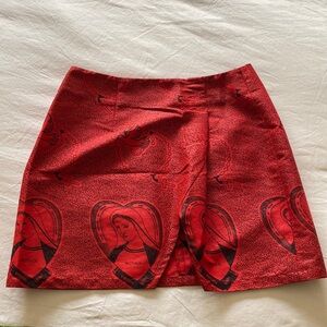 Red mini skirt